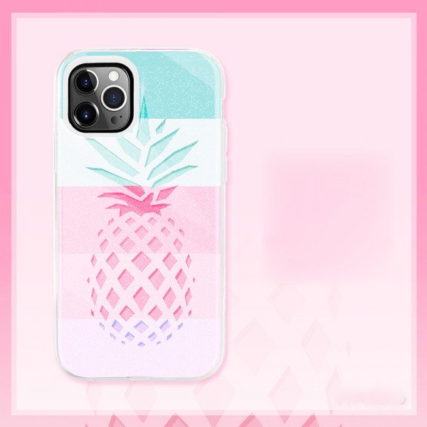 Wholesale Dual Layer High Impact Protective Hybrid Hard Design Case for iPhone 12 / 12 Pro 6.1 (Shiny Pineapple)